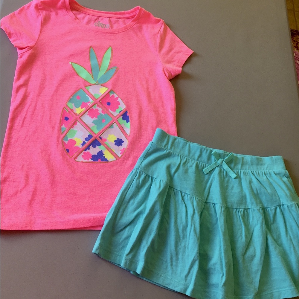 Tshirt and Skort Outfit Girl’s M 7 8 Pineapple Circo Children’s Place